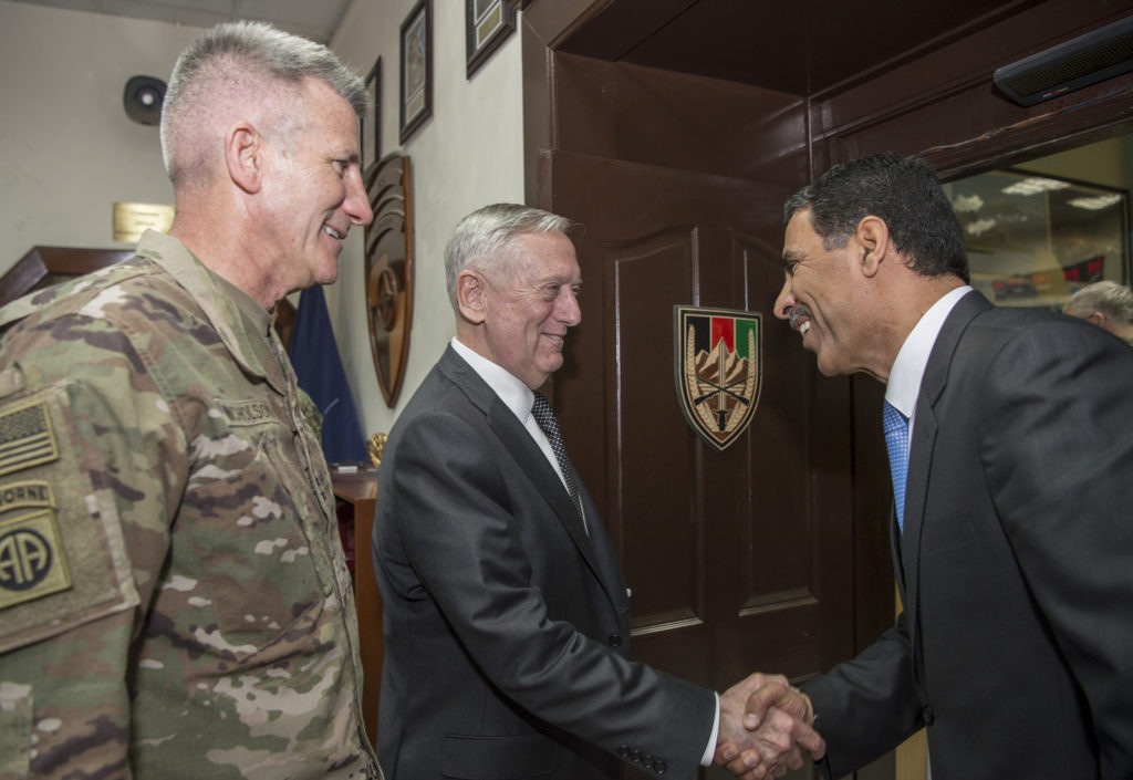 Jim Mattis and John Nicholson at Resolute Support HQ, Afghanistan