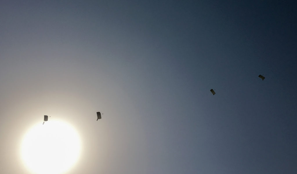 Bahrain Defense Forces paratroopers descend