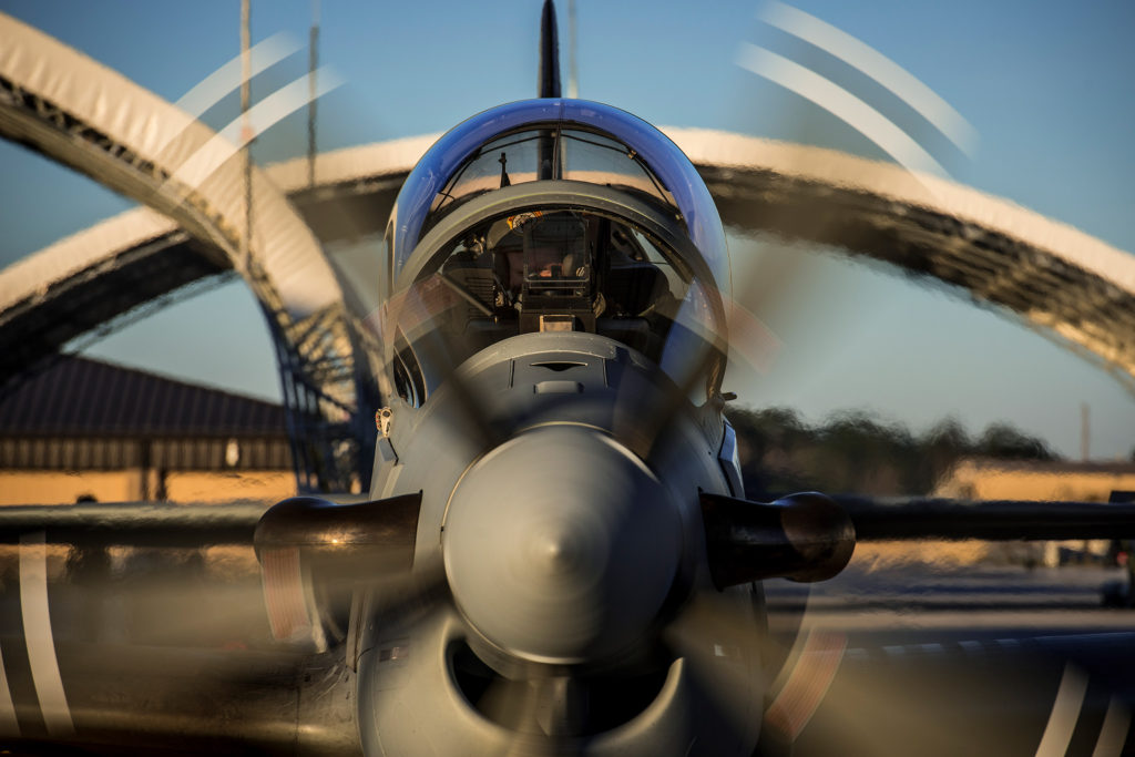 A-29 Super Tucano propellor spins