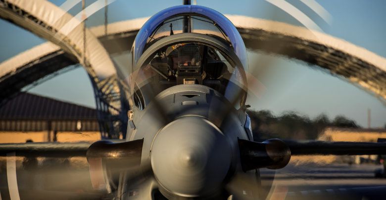 A-29 Super Tucano propellor spins