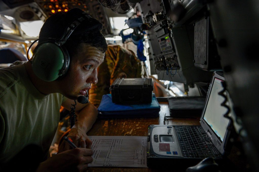 USAF KC-135 Stratotanker boom operator