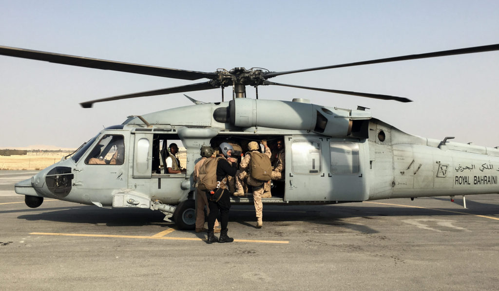 Boarding a Royal Bahrain Air Force UH-60 Black Hawk helicopte