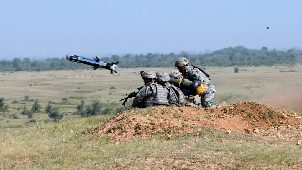 FGM-148 Javelin anti-tank guided missile launch in India