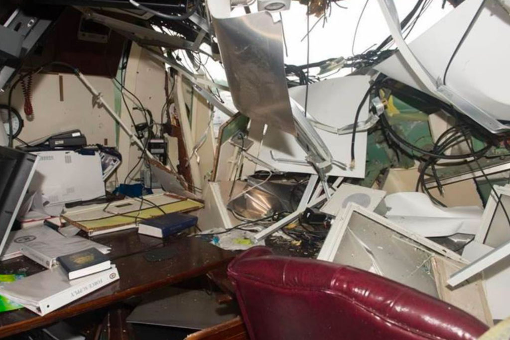 USS Fitzgerald Commanding Officer's Stateroom damage, internal