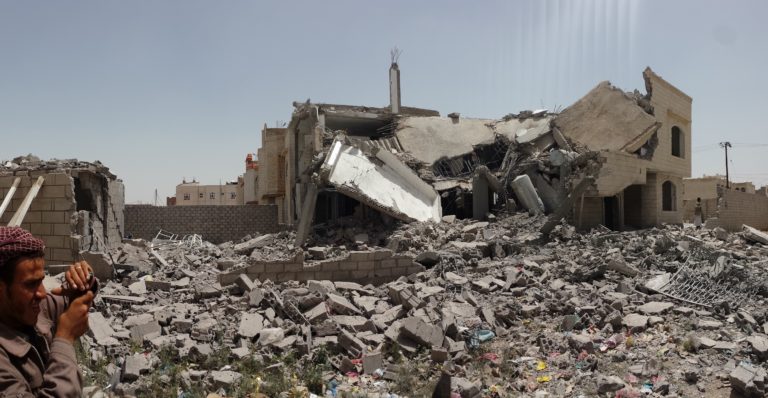 Destroyed house in Sanaa, Yemen