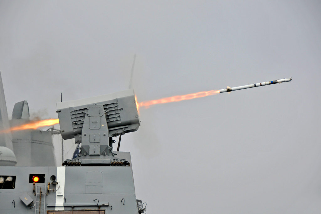 USS New Orleans fires Rolling Airframe Missile