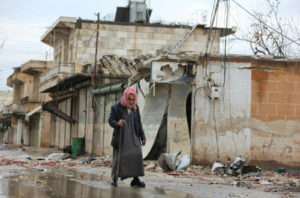 A civilian in the Syrian town of Afrin