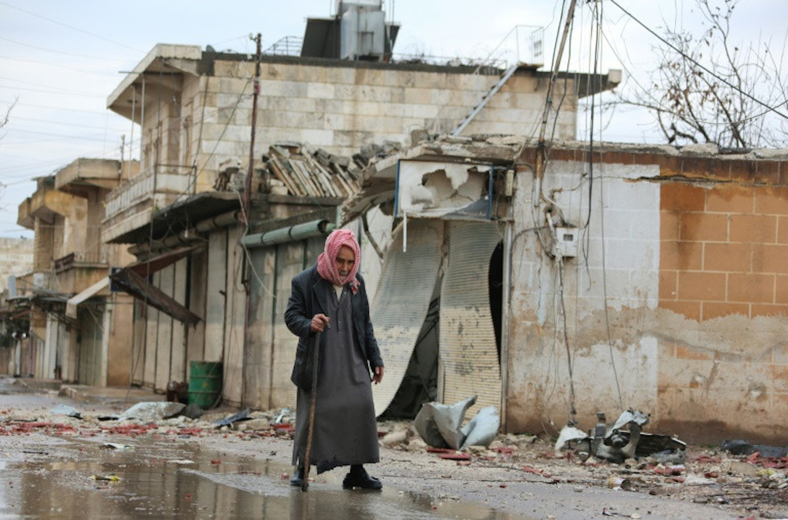 A civilian in the Syrian town of Afrin