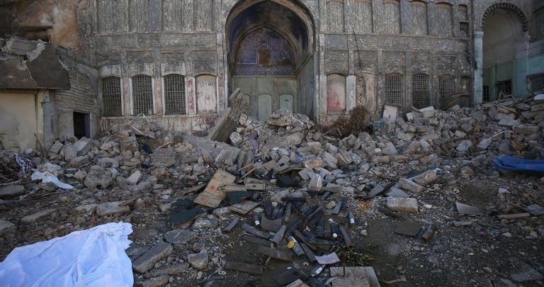 Debris and ammunition in Old City Mosul, Iraq