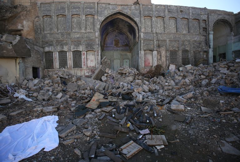 Debris and ammunition in Old City Mosul, Iraq