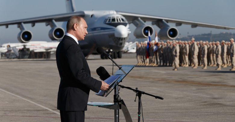 Russian President Vladimir Putin at Hmeimim air base in Syria