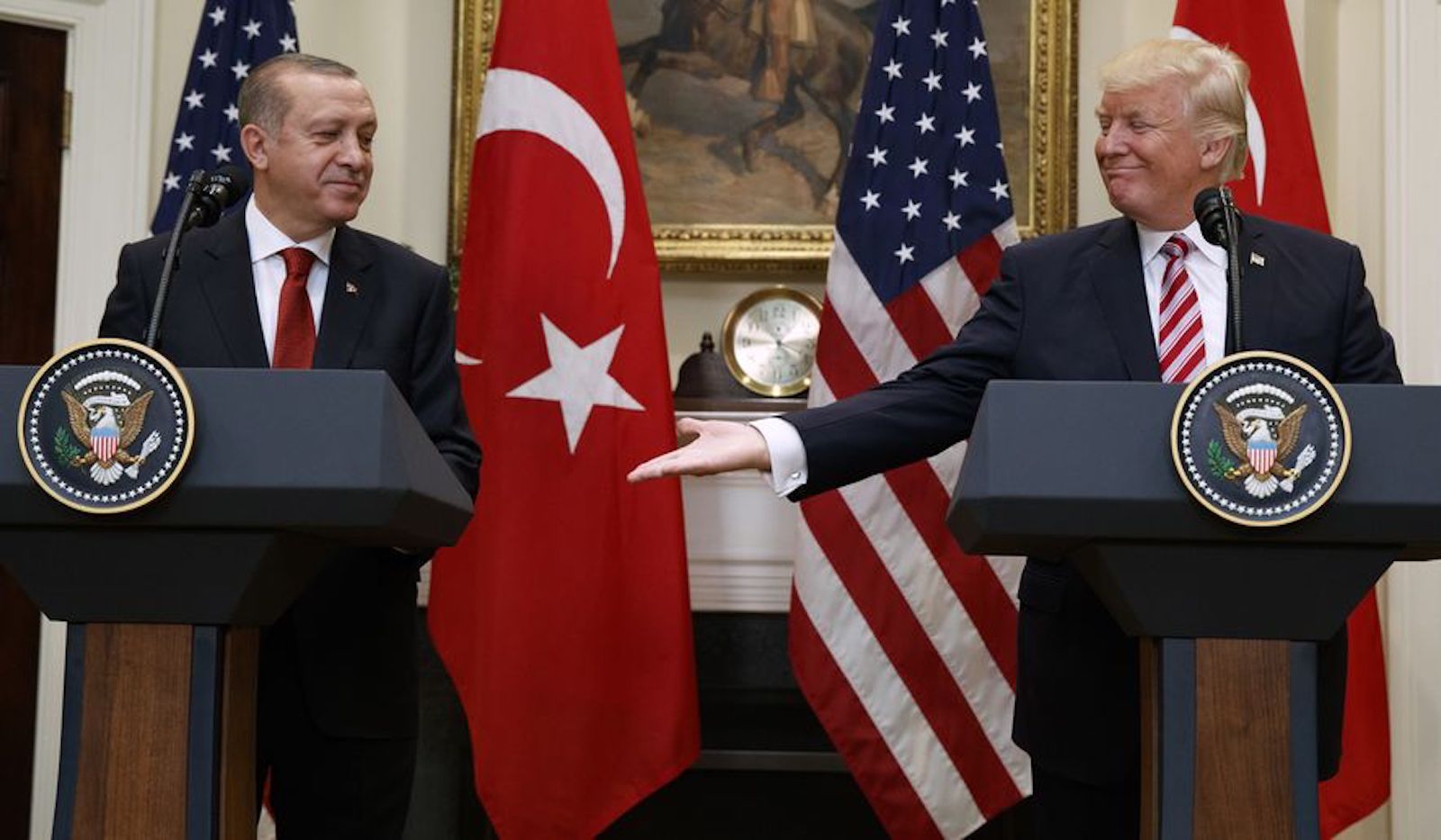 Trump and Erdogan shake hands