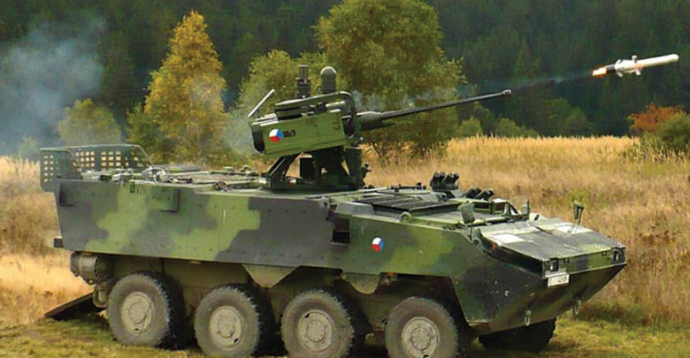 Spike missile launched from APC