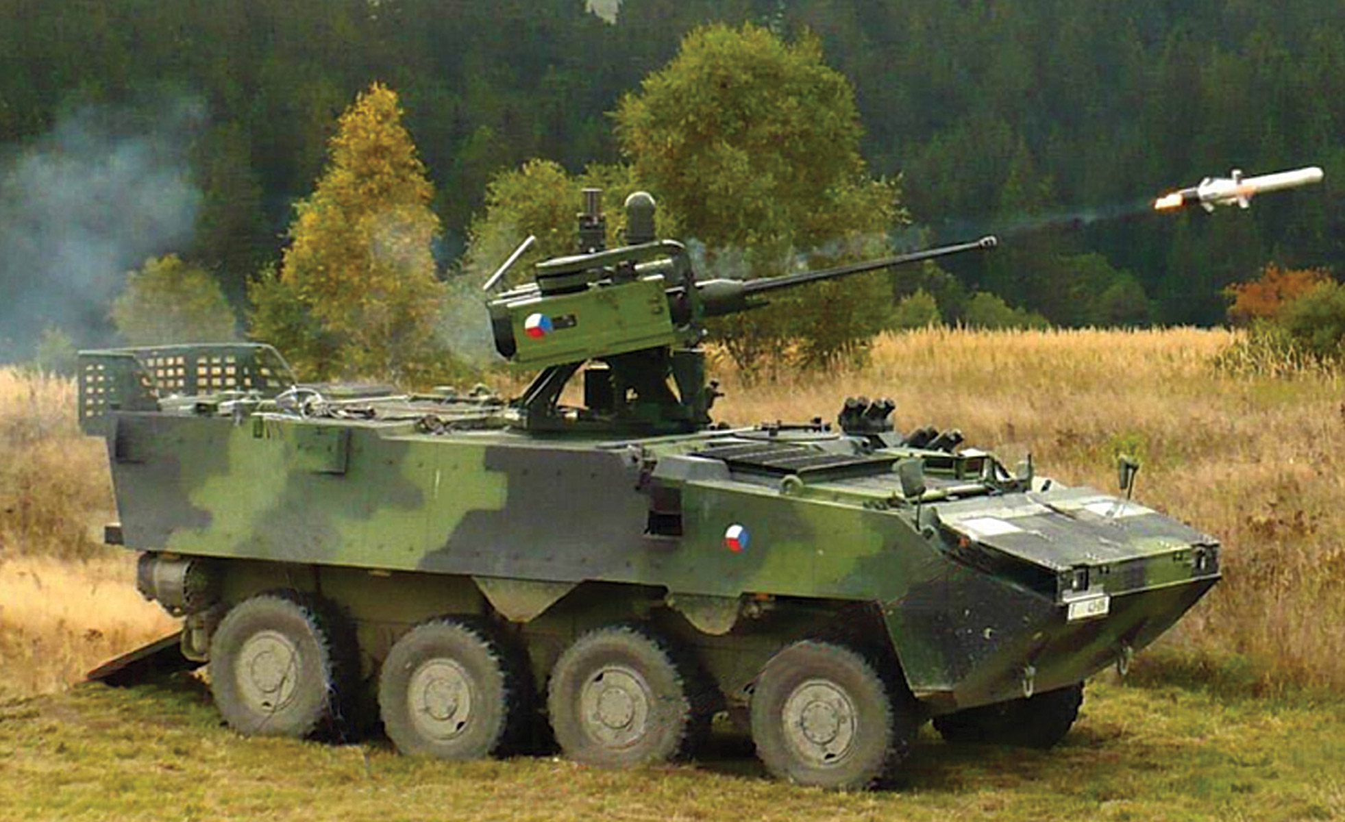 Spike missile launched from APC
