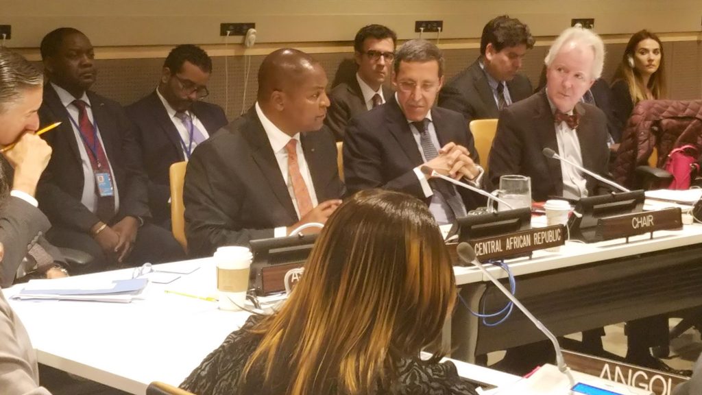 Central African Republic President Faustin Archange Touadera speaks at uN meeting
