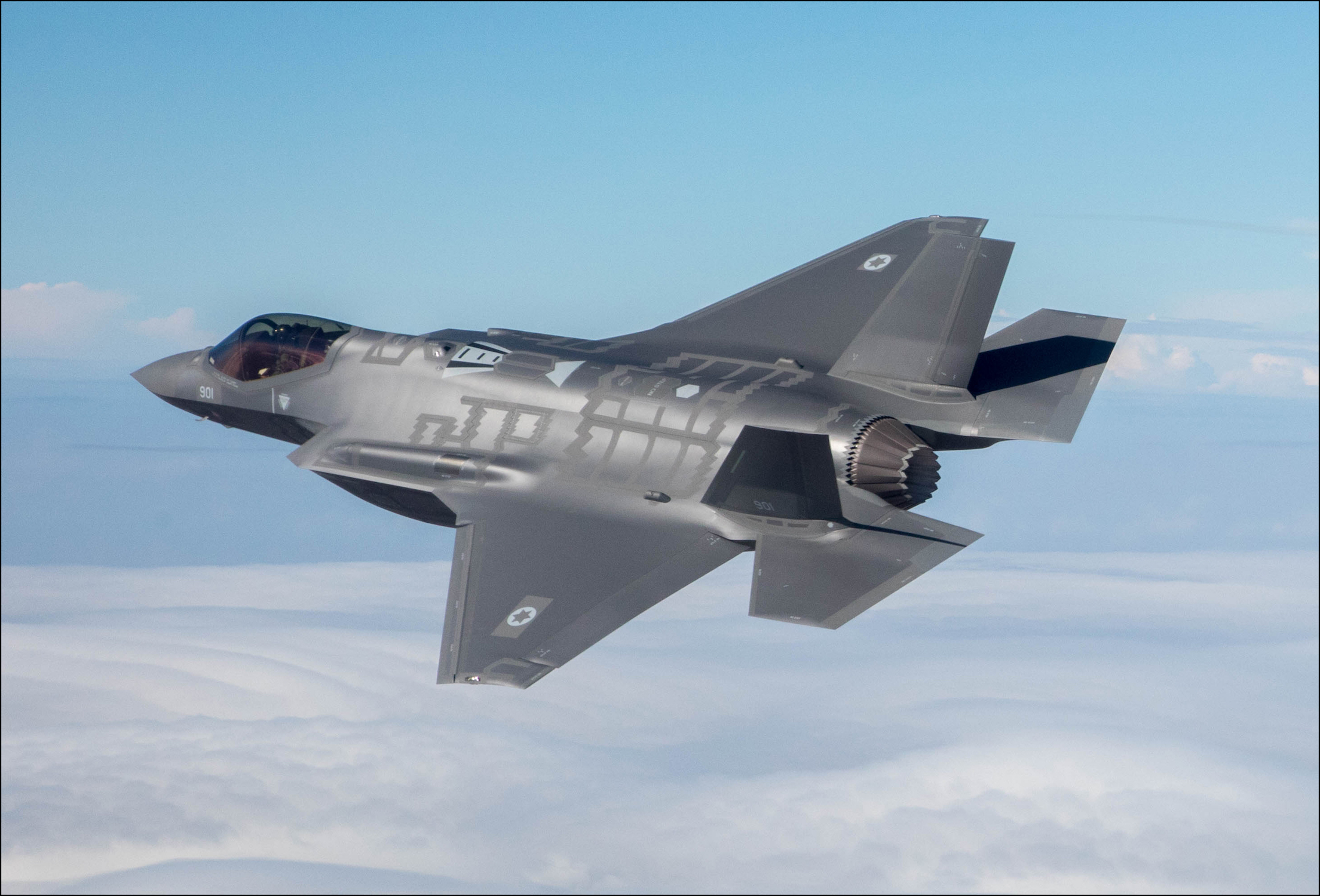The F-35I 'Adir' fighter jet on its first flight in Israel