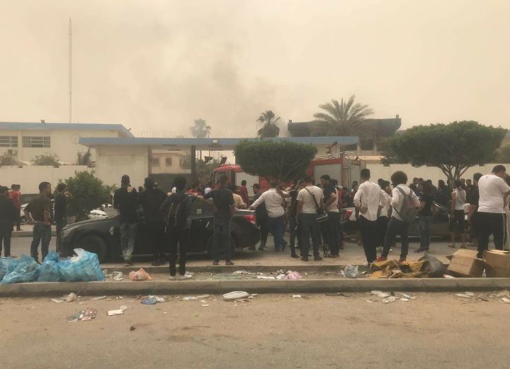 Aftermath of an attack on an election headquarters in Tripoli, Libya