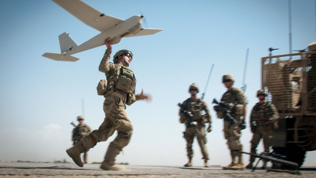 Launching an RQ-20 Puma drone
