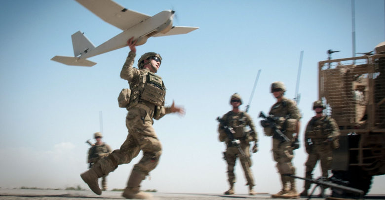 Launching an RQ-20 Puma drone