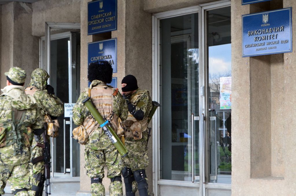 Pro-Russia rebels take control of Sloviansk city council in Donetsk Oblast, Ukraine