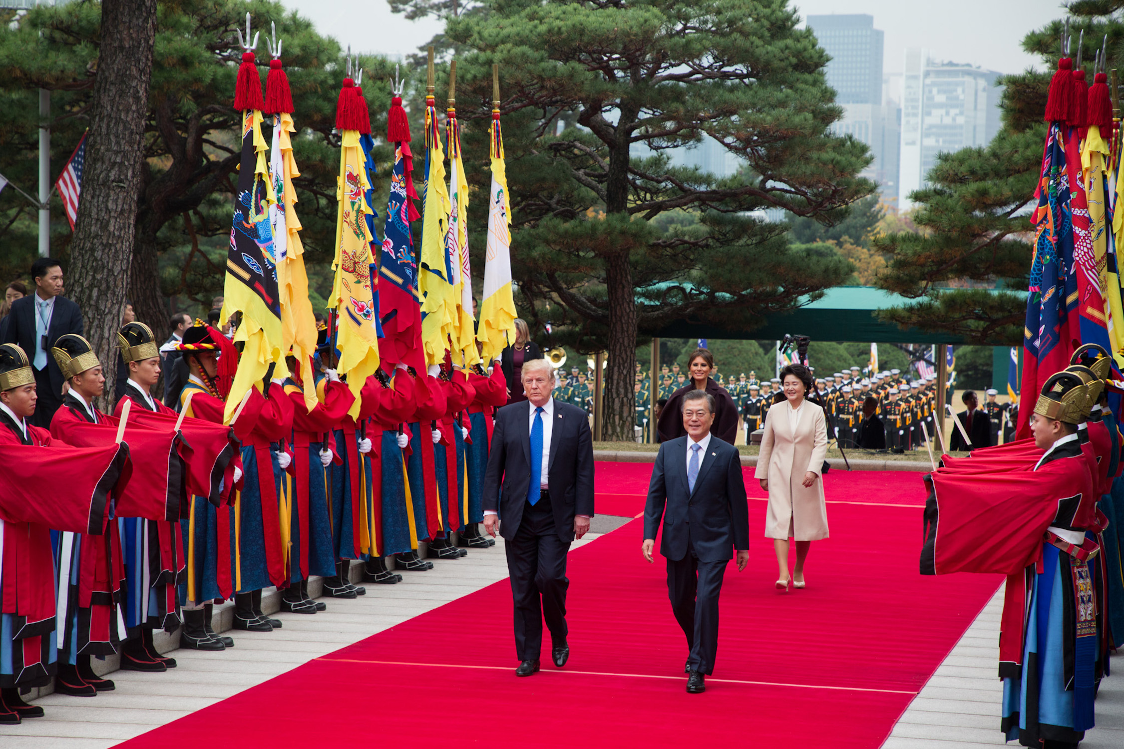 President Donald J. Trump and South Korean President Moon Jae-in arrive for talks in Seoul, South Korea
