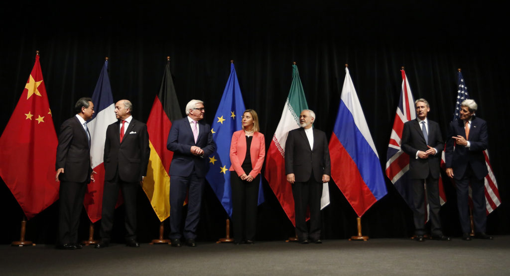 Foreign ministers announce the Iran nuclear deal (JCPOA)