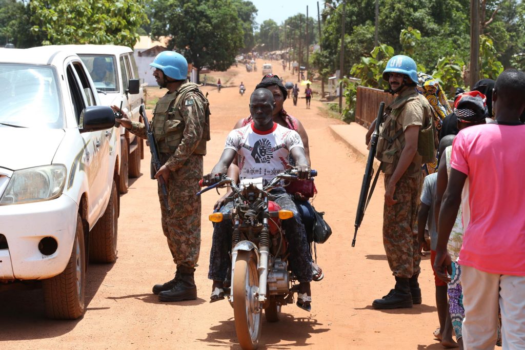 Minusca peacekeepers in Kaga Bandoro, Central African Republic