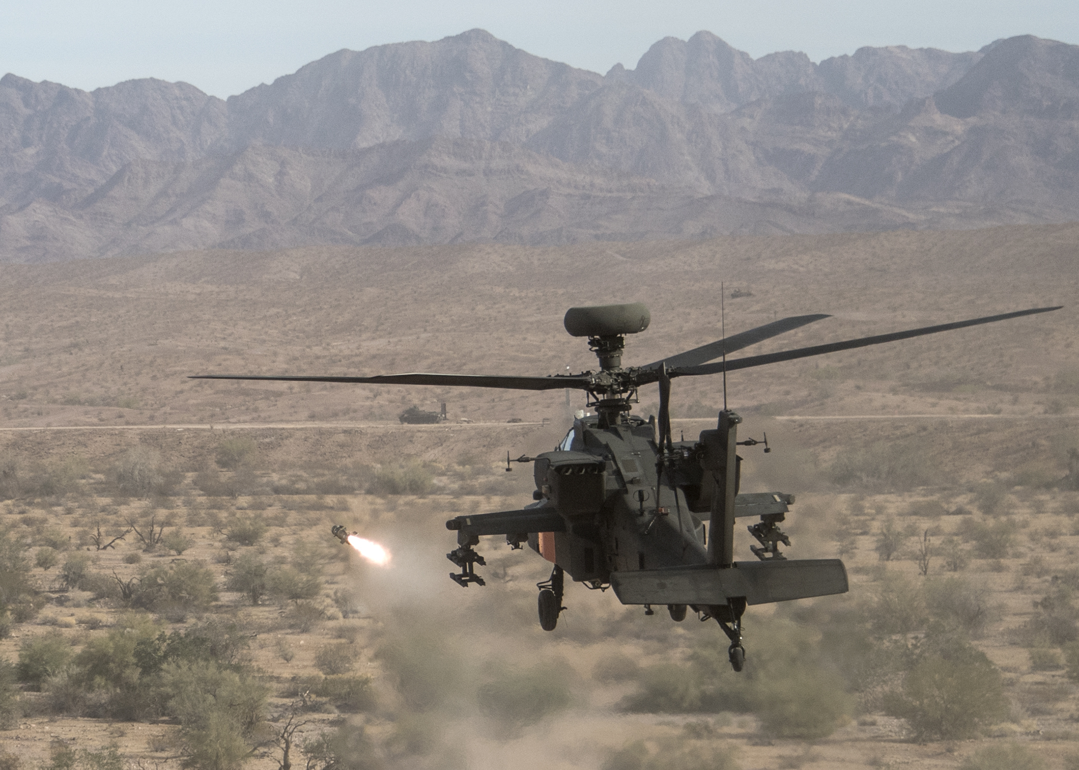 US Army pilots fire Joint Air-to-Ground Missile.