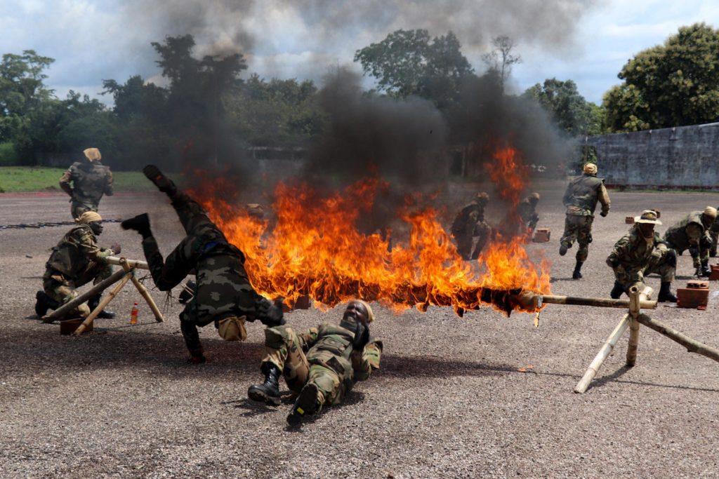 Central African Republic troops give a demonstration