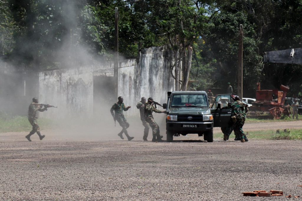 Central African Republic troops give a demonstration