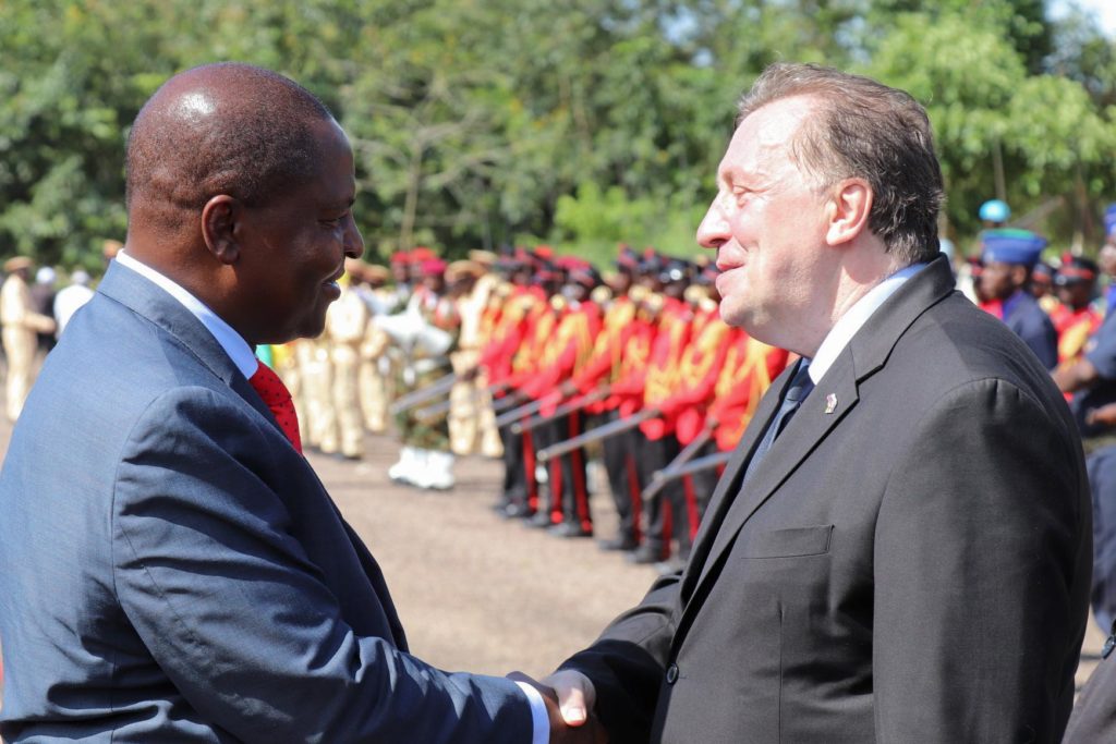 CAR President Touadera with Russian Ambassador Sergey Lebanov