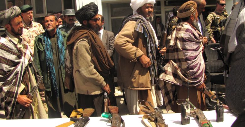 Former Taliban fighters at a reintegration ceremony in Afghanistan
