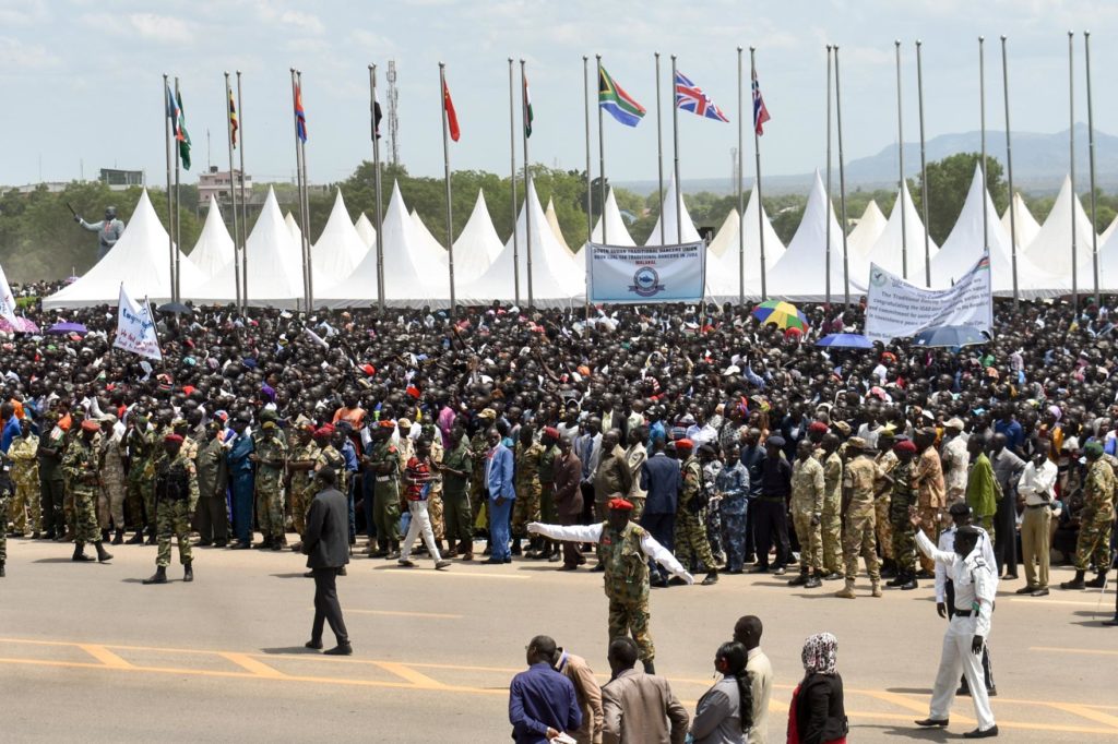 Crowds celebrate in Juba, South Sudan