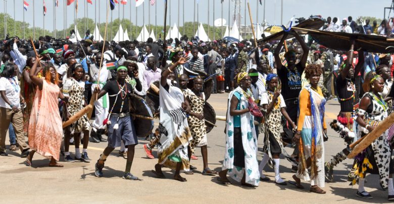 Crowds celebrate in Juba, South Sudan