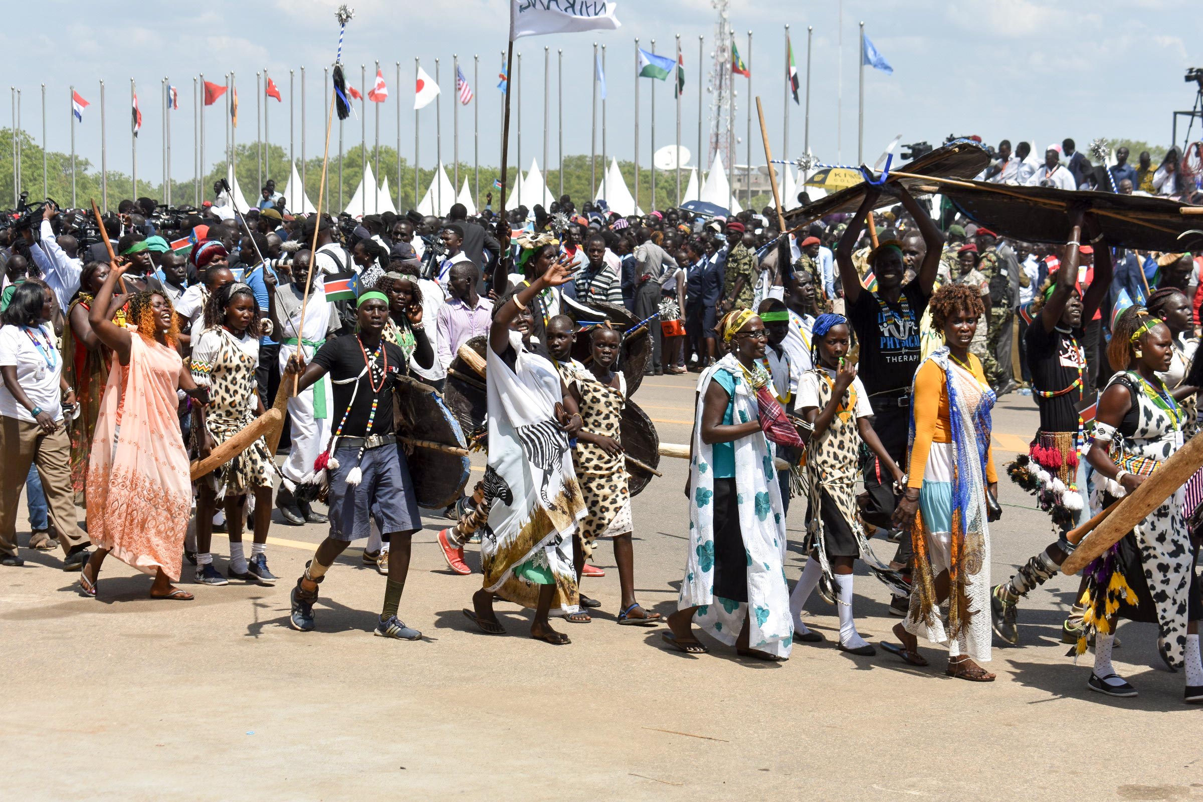 Crowds celebrate in Juba, South Sudan