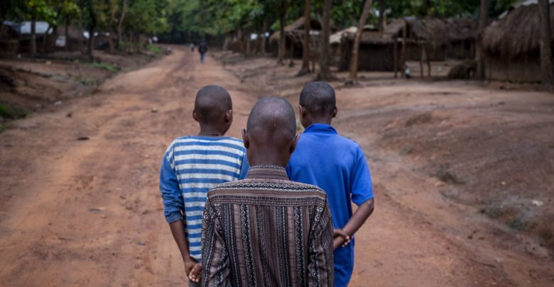 Three former child soldiers at Elevage camp in Bambari, Central African Republic