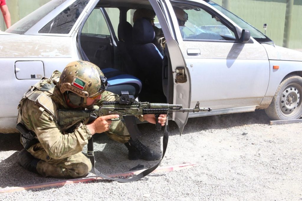 Weapons training exercise at the Russian University of Spetsnaz (Special Operations Forces) in the Chechen Republic