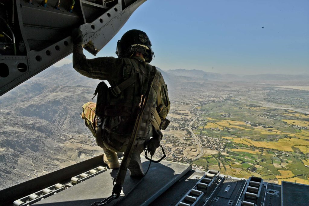 US Army soldier over Afghanistan