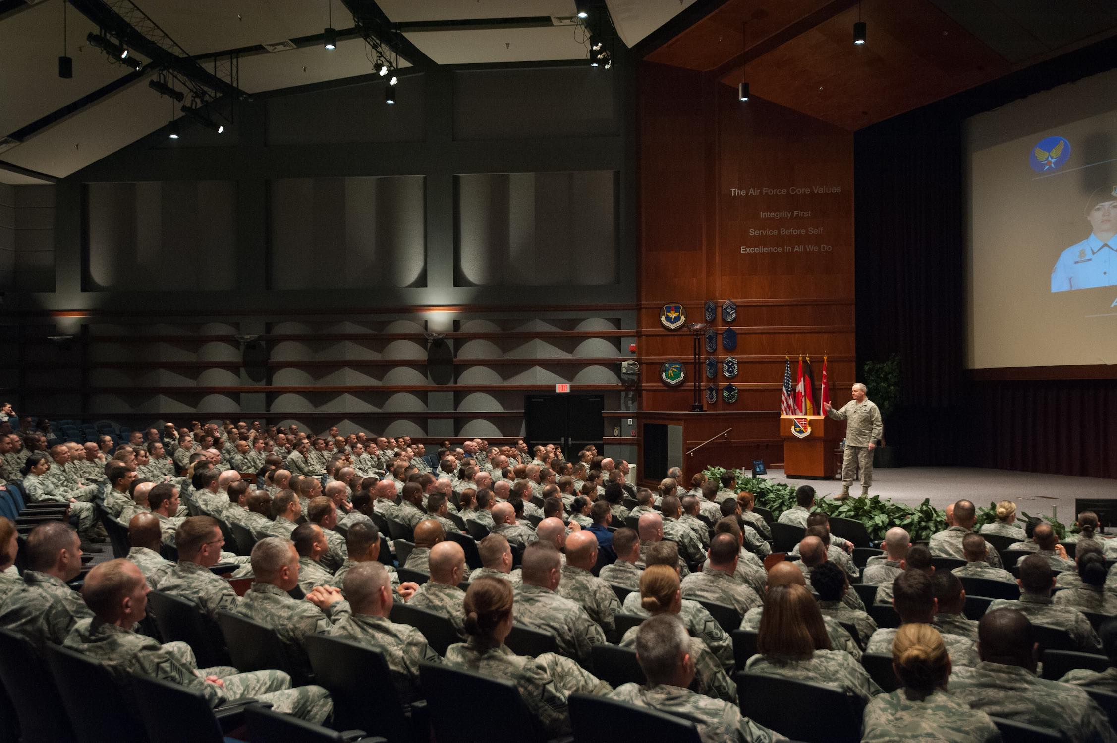 General Mark A. Welsh, III, 20th Chief of Staff of the US Air Force, addresses faculty, staff and students