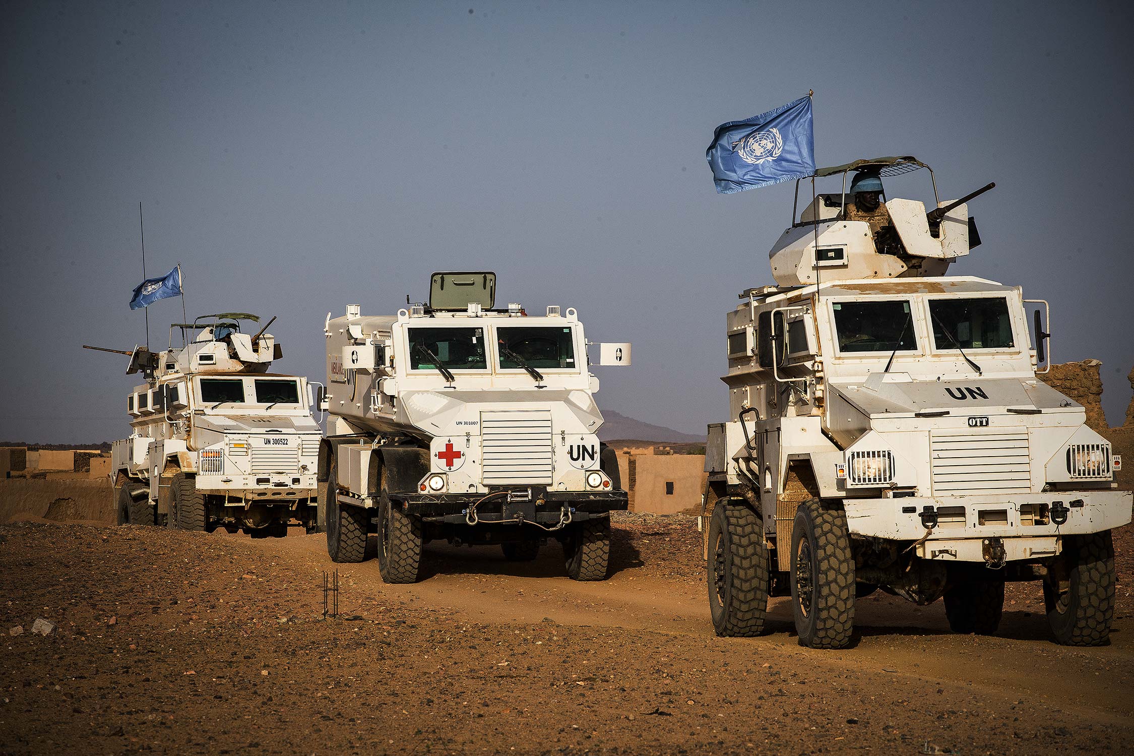 UN peacekeepers patrol in Kidal, Mali