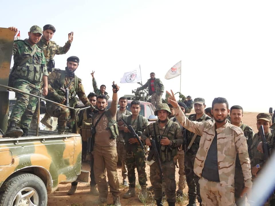 Syrian National Defense Forces militia members during a joint operation with Iraqi Popular Mobilization Units