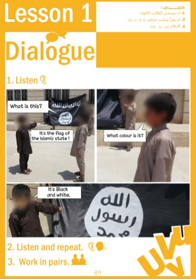 Islamic State English textbook for schools – dialogue on the flag