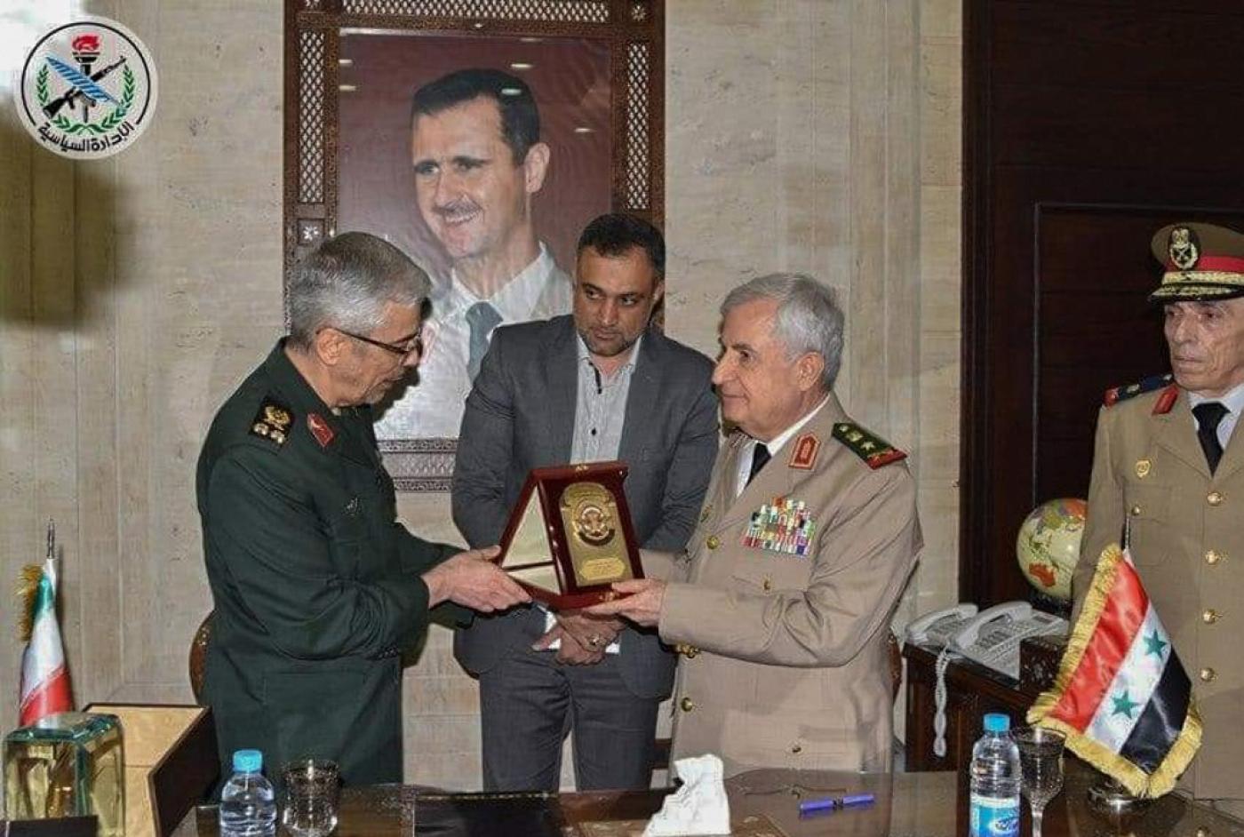 Chief of Iran's Armed Forces Major General Mohammed Bagheri and Syrian Defense Minister Ali Ayoub in Damascus.