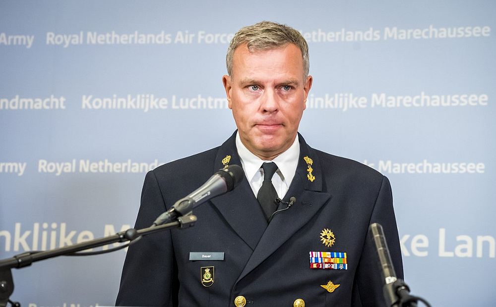 Lieutenant Admiral Rob Bauer Chief of Dutch Defence attends a press conference at the Ministry of Defence in The Hague, Netherlands July 20, 2020 regarding a Dutch army helicopter crash in the Caribbean.