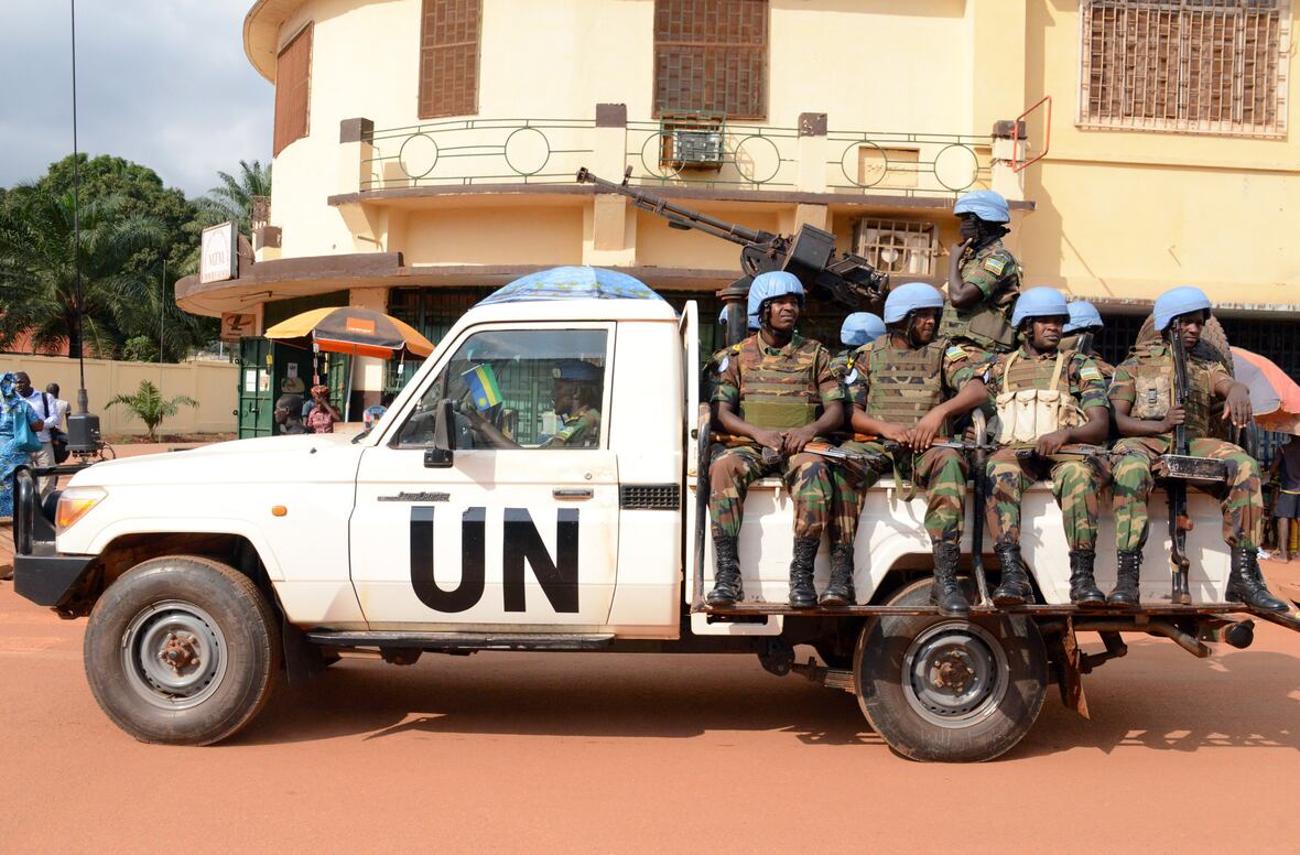 A vehicle of the UN peacekeeping mission in Central African Republic on December 9, 2014.