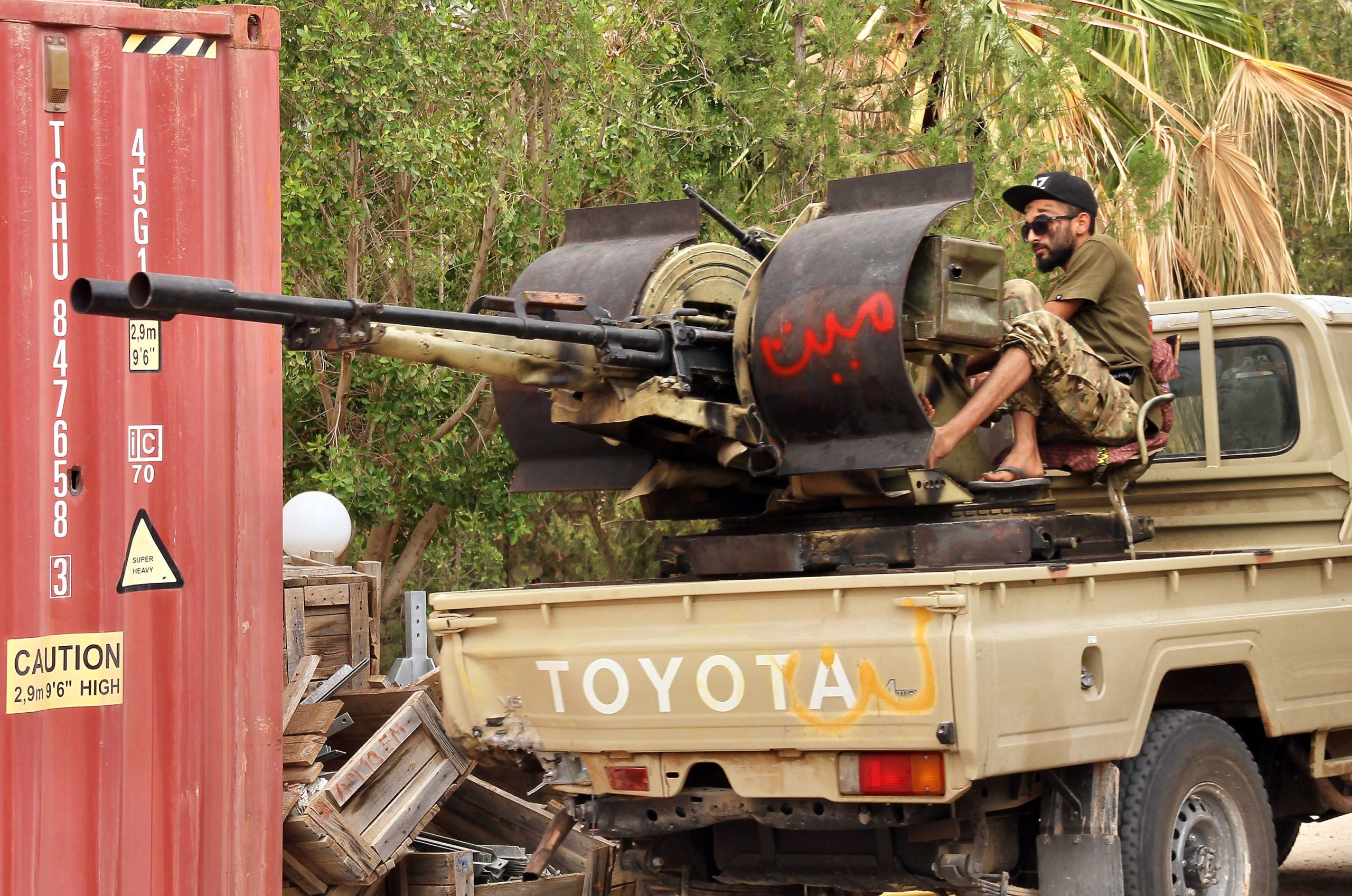 UN-recognized Libyan Government of National Accord (GNA) fighters clash with forces loyal to strongman Khalifa Haftar south of Tripoli on June 1, 2020.
