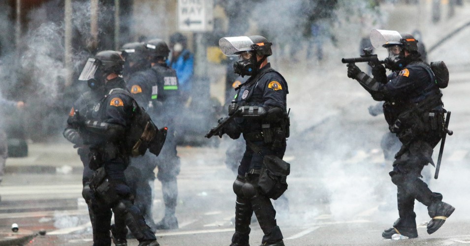 Police spray tear gas