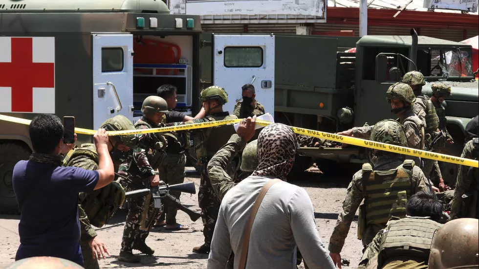 Site of a bombing involving a suicide attacker on a southern Philippine island
