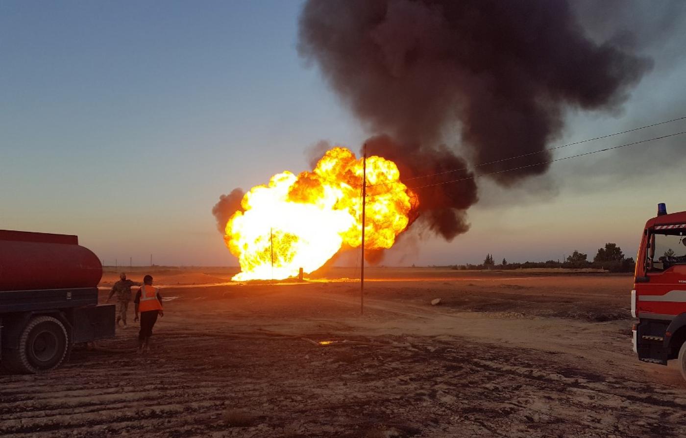 Site of the attack on a gas pipeline near Damascus in Syria.