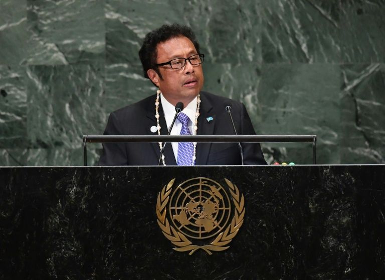 President of Palau Tommy Remengesau addresses a meeting at the United Nations.